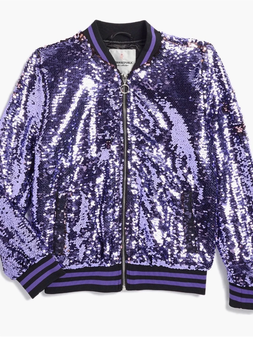 Urban Republic Nordstrom Sequin Bomber Zip Up Glitter Sparkle Girls Purple